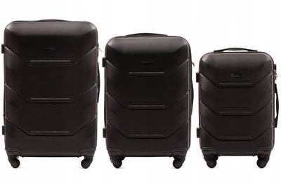 Комплект валіз Wings 147 на 4 колесах 3 в 1 (L, M, S) чорна 147-3 black фото
