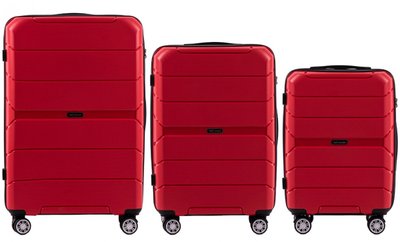 Комплект валіз з поліпропілену Wings PP05 на 4 колесах 3 в 1 (L, M, S) червоний PP05-3 KPL red фото