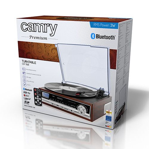 Програвач вінілових пластинок Camry CR 1168 з радіо і Bluetooth / MP3 / USB / SD / Запис Camry CR 1168 фото