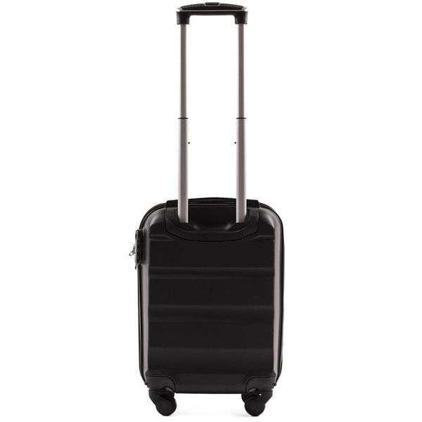 Міні пластикова валіза Wings AT01 на 4 колесах ручна поклажа чорна At01 XS black фото