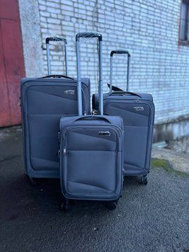 Валіза Wings 6160 мала (S) з металевим каркасом на 4 підвійних колесах Сіра 6160 S grey фото