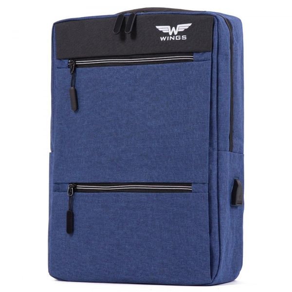 Рюкзак водостійкий WINGS BP30 для ноутбука з USB-портом синій WINGS BP30 фото