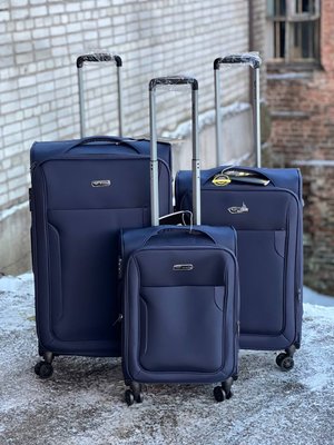 Мала (S) валіза тканинна з металевим каркасом на 4 підвійних колесах Wings 6158 Синя 6158 S blue фото