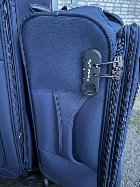 Мала (S) валіза тканинна з металевим каркасом на 4 підвійних колесах Wings 6158 Синя 6158 S blue фото
