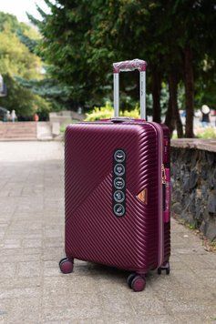 Валіза пластикова Wings WN01 мала (S) на 4-х подвійних колесах бордова wn01 S burgundy фото