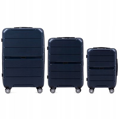 Комплект валіз з поліпропілену Wings PP05 на 4 колесах 3 в 1 (L, M, S) синій PP05-3 KPL blue фото