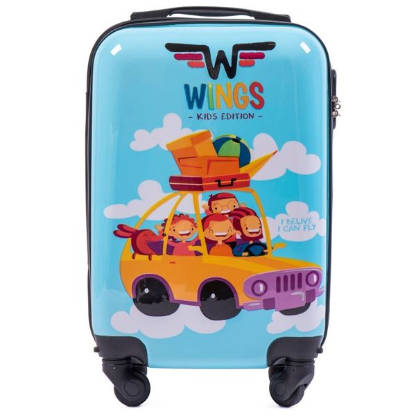 Дитяча валіза на коліщатках WINGS JAY (XS) блакитна JAY XS car фото
