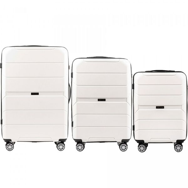 Комплект валіз з поліпропілену Wings PP05 на 4 колесах 3 в 1 (L, M, S) білий PP05-3 KPL white фото