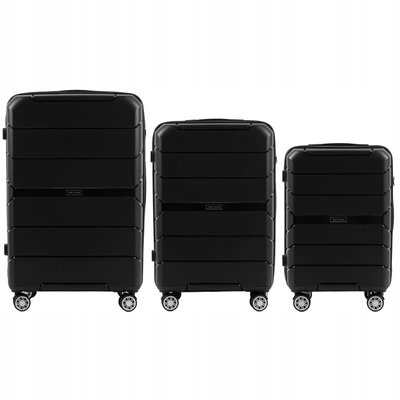 Комплект валіз з поліпропілену Wings PP05 на 4 колесах 3 в 1 (L, M, S) чорний PP05-3 KPL black фото
