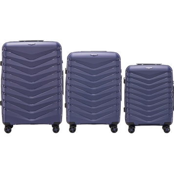 Комплект валіз з поліпропілену Wings PHX02 на 4 колесах 3 в 1 (L, M, S) синій PHX01-3 navy blue фото