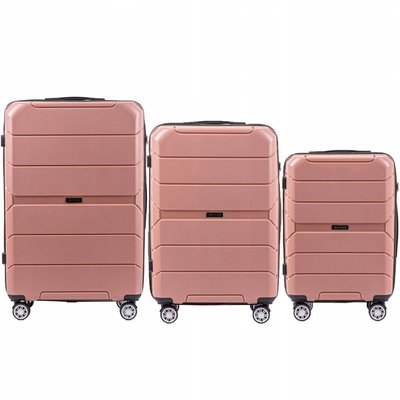 Комплект валіз з поліпропілену Wings PP05 на 4 колесах 3 в 1 (L, M, S) рожеве золото PP05-3 KPL rose gold фото