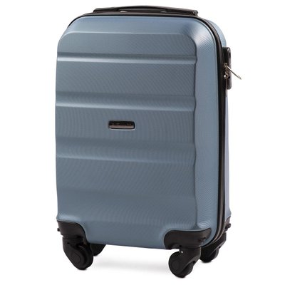 Міні пластикова валіза Wings AT01 на 4 колесах ручна поклажа сріблясто-синя At01 XS silver blue фото