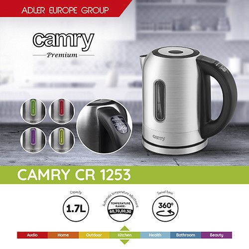 Електрочайник Camry CR 1253 з контролем температури і зміна кольору 1,7 літр Camry CR 1253 фото