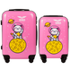 Набір 2 Дитячі валізи на коліщатках Wings KD01 рожева, котик KD01 S+XS pink фото