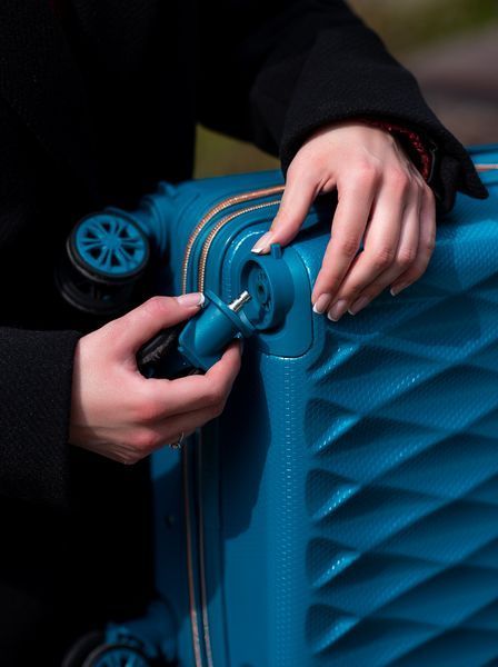Валіза Sweetkeys SK190 з полікарбонату ручна кладь мала (S) з розширенням бірюзова SK190 S blue фото