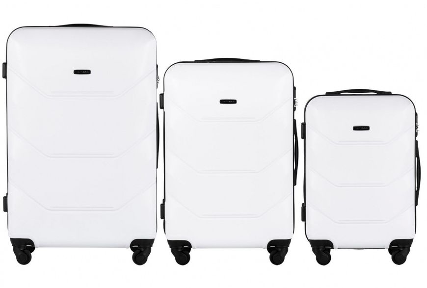 Комплект валіз Wings 147 на 4 колесах 3 в 1 (L, M, S) біла 147-3 white фото