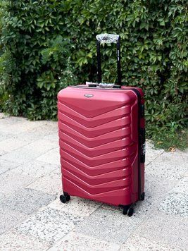 Валіза WINGS PHX02 Поліпропілен на 4-х колесах, велика (L) Бордова PHX02 L burgundy фото