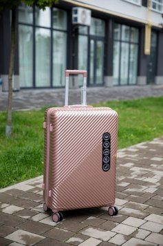 Валіза пластикова Wings WN01 велика (L) на 4-х подвійних колесах рожеве золото Wn01 L rose gold фото