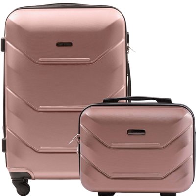 Комплект 2 в 1 середня валіза (M) та кейс Wings 147 рожеве золото 147 M+BC rose gold фото