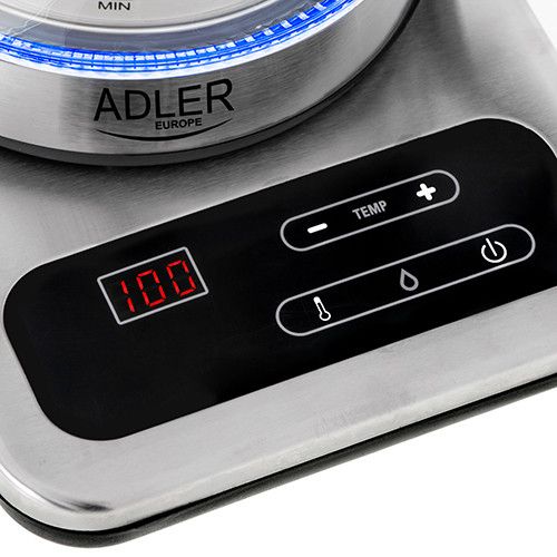 Електрочайник скляний Adler AD 1293 1,7L з контролем температури 2200W  Adler AD 1293  фото