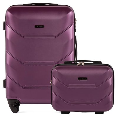 Комплект 2 в 1 середня валіза (M) та кейс Wings 147 темно-фіолетова 147 M+BC dark purple фото