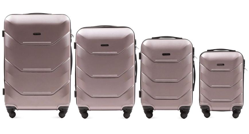 Комплект валіз Wings 147 на 4 колесах 4 в 1 (L, M, S, XS) рожеве золото Wings_147_4v1 фото