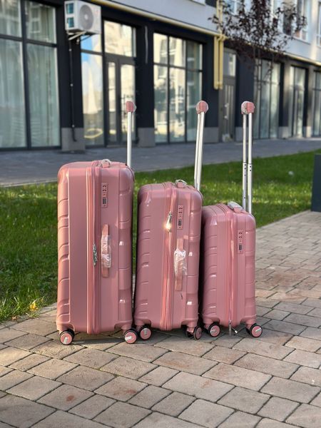 Комплект валіз з поліпропілену RGL PP5 на 4 колесах 3 в 1 (L, M, S) рожеве золото PP5-3 rose red фото