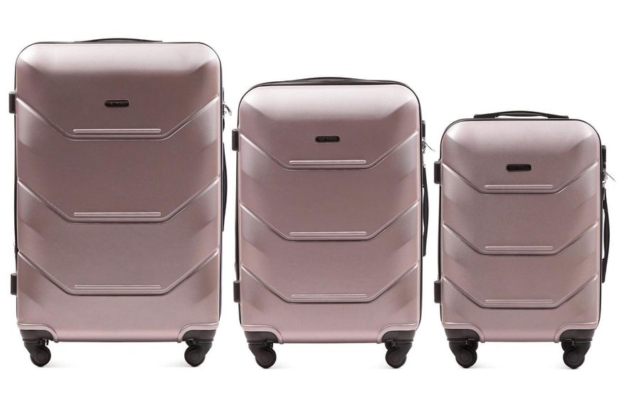 Комплект валіз Wings 147 на 4 колесах 3 в 1 (L, M, S) рожеве золото 147-3 rose gold фото