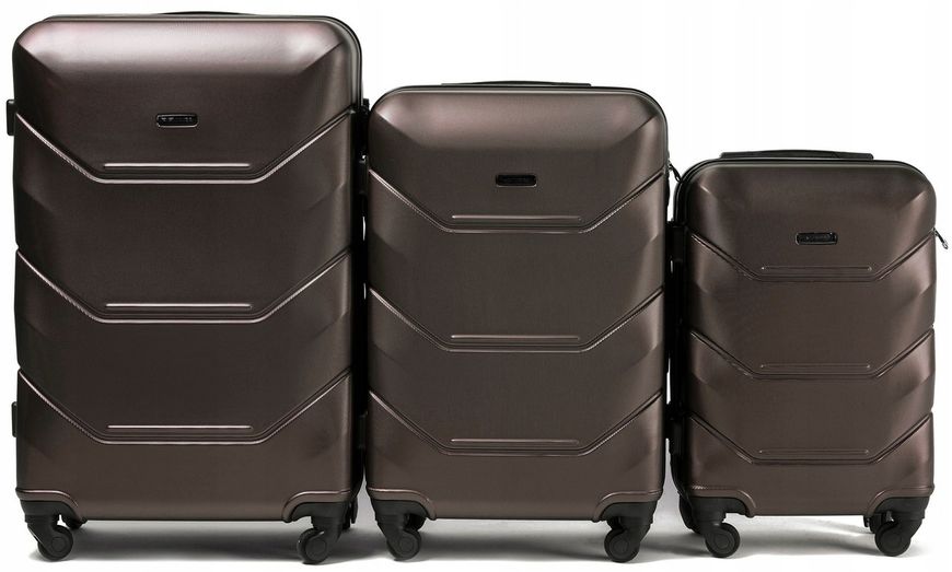 Комплект валіз Wings 147 на 4 колесах 3 в 1 (L, M, S) кавова 147-3 coffe фото