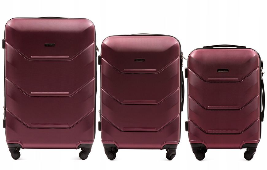 Комплект валіз Wings 147 на 4 колесах 3 в 1 (L, M, S) темно-бордова 147-3 d.burgyndy фото