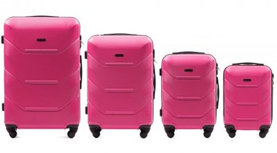 Комплект валіз Wings 147 на 4 колесах 4 в 1 (L, M, S, XS) рожева Wings_147_4v1 фото